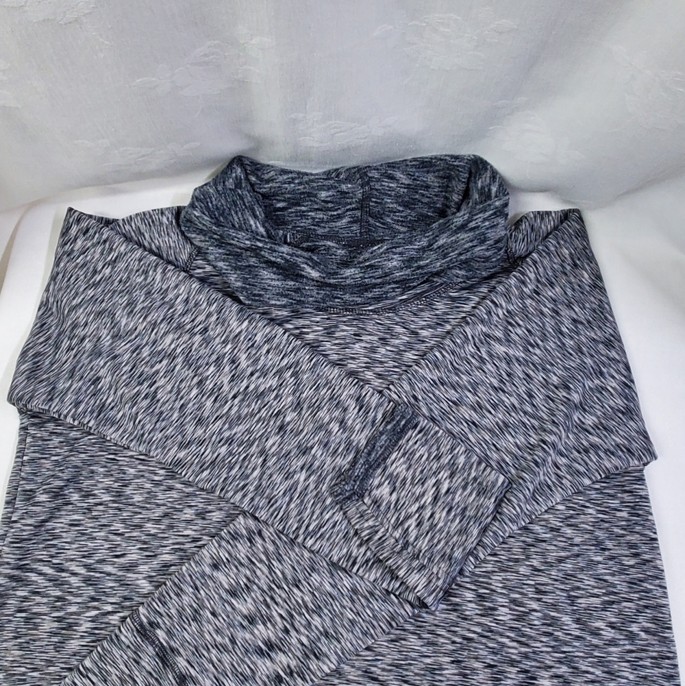 Reebok Womens Blue Heather Roll Cowl Neck L/S Fitted Arhletic Tunic XL